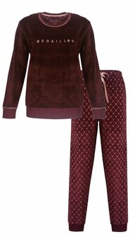 Medaillon velours dames pyjama bordeaux