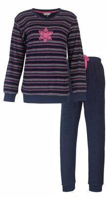 Tenderness badstof dames pyjama navy/roze